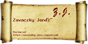 Zavaczky Jenő névjegykártya